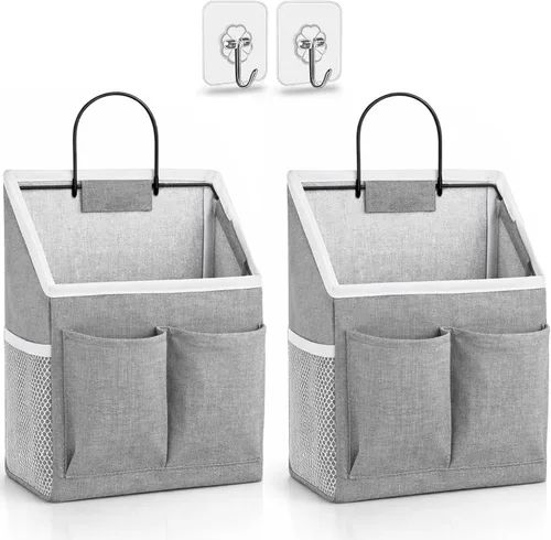 Kanrichu 2 piezas de cestas pequeñas para colgar en la pared para organizar, bolsa de almacenamiento colgante en la pared como organizador sobre la