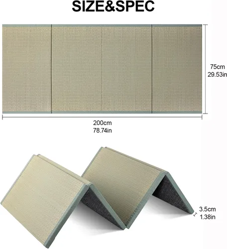 Miniatura 3 de Colchón de tatami japonés, alfombra de tatami, tapete de Igusa (hierba japonesa Rush), tapete plegable de tatami, tapete de verano para dormir