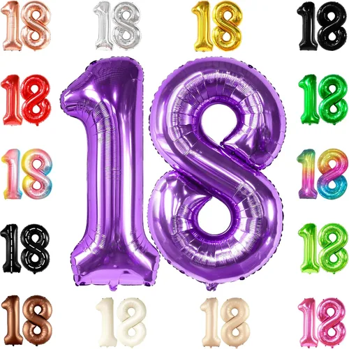 Miniatura 13 de KatchOn, Globo negro del número 18, gigante, 40 pulgadas, globo 18 para decoraciones de cumpleaños de 18 años para niños y niñas, decoraciones