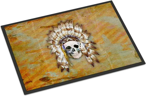 Miniatura 9 de Caroline's Treasures BB5127MAT - Tapete con diseño de calavera india, 18 x 27 pulgadas, para interiores y exteriores, antideslizante, lavable