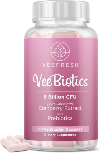 VeeFresh VeeBiotics - Probióticos de arándano para mujeres, 60 cápsulas de probióticos para mujer con prebióticos y extracto de arándano para