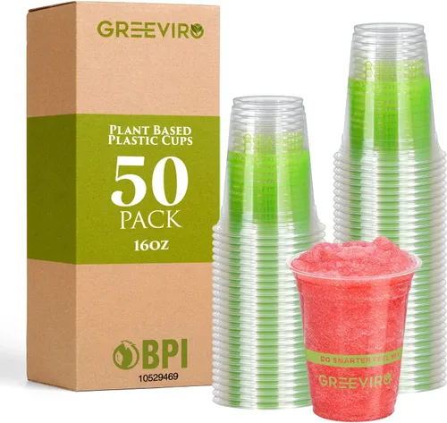 Miniatura 11 de Vasos de Plástico Transparente Compostables Ecológicos a Base de Plantas de 12 oz, Gruesos, Reutilizables, Desechables para Café Helado