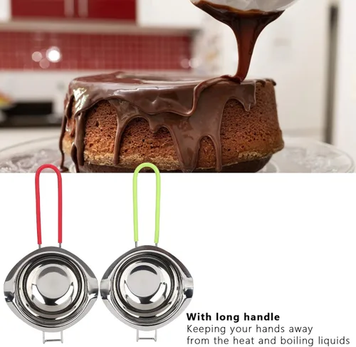 Miniatura 3 de Olla de doble caldera, 2 unidades de 13.5 fl oz de acero inoxidable para fusión, sartén pequeña para leche, chocolate y agua para derretir agua