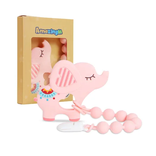 Miniatura 11 de Juguete mordedor de silicona de grado alimenticio para bebés con soporte para chupete, juguetes de dentición, juego de regalo para niños y niñas a