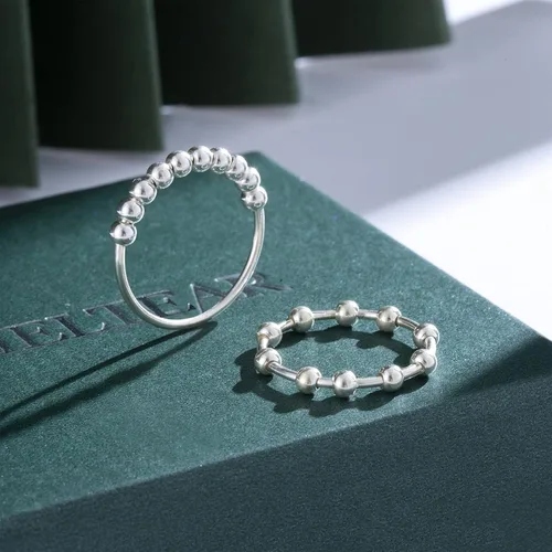 Miniatura 3 de Anillos antiestrés de plata de ley 925 para mujer, anillos de ansiedad calmantes para mujeres, joyería giratoria para ansiedad