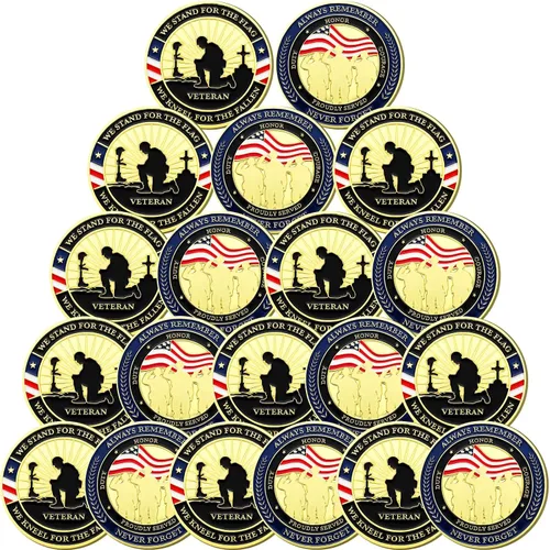 Miniatura 9 de Huquary 20 monedas militares de desafío para veteranos, monedas de agradecimiento por tu servicio, regalos para el día de los veteranos, regalos