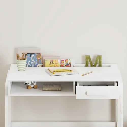 Miniatura 5 de UTEX Juego de escritorio y silla para niños, escritorio de estudio para niños con cubos de almacenamiento, mesa de estudio para niños de madera