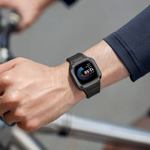 Miniatura 8 de Bandas Fintie con Estuche Compatible con Fitbit Versa 4/3/2/1/Versa Lite/Fitbit Sense 2/Sense, Estuche Protector con Correa Banda Deportiva Negro