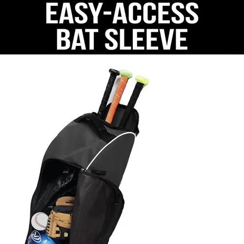 Miniatura 9 de Athletico Bolsa de bate con ruedas para béisbol, softbol, equipo de T-Ball para jóvenes, niños y adultos Negro