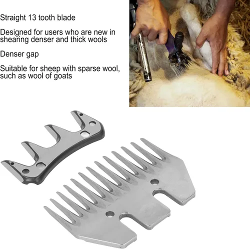 Miniatura 5 de Cizallas de oveja Cuchilla de acero de alto carbono Recta 13 dientes Cortador de lana eléctrico Cabra Clipper Scissor Accesorios Reemplazo