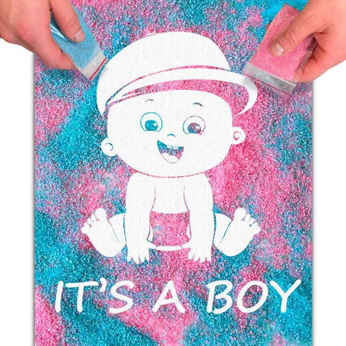 Miniatura 10 de FETTIPOP Lienzo de arte mágico, exponiendo arte de arena (revelación de género - It's a Girl - Glitter) - Anuncio sorpresa de embarazo de baby