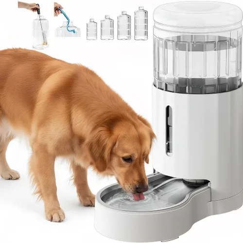 CZPET Dispensador automático de agua de 7L para perros y gatos con cuenco de acero inoxidable, dispensador de agua por gravedad, 100% libre de BPA,