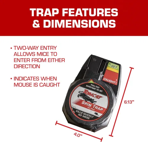 Miniatura 4 de Trampa giratoria Tomcat para ratones, trampa para ratones completamente cerrada que proporciona una muerte rápida y sin desorden, 2 trampas