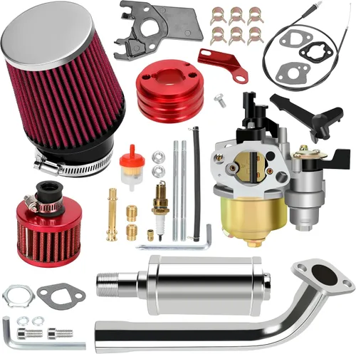 YOXUFA Kit de silenciador de tubo de escape de carburador de 212 cc para Predator 212cc 224cc 196cc 200 6.5hp motor Coleman CT200U BT200X CT200U-EX