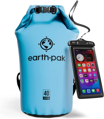 Miniatura 31 de Earth Pak Bolsa Seca Impermeable - Mochila Impermeable de Cierre Enrollable Superior Mantiene el Equipo Seco para Kayak con Funda Impermeable