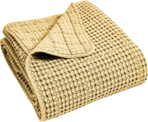 Miniatura 8 de Levtex Home Mills Waffle - Juego de colcha King (122x106 pulgadas) con 2 fundas de almohada (36x20 pulgadas) - Ocre - Juego de colcha King