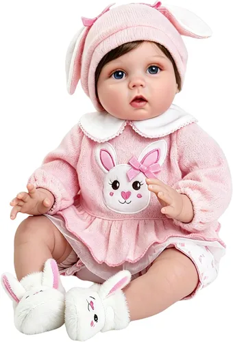 Miniatura 11 de Aori Muñecas de bebé recién nacidas realistas de 22 pulgadas con cuerpo suave y con peso y trajes de cebra, juego de regalo para niños de 3 años