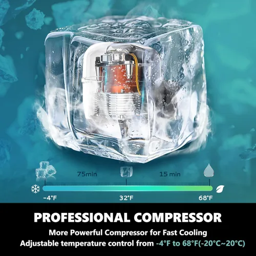 Miniatura 4 de EUHOMY Refrigerador de 12 voltios, 19 QT (18 L) congelador portátil, enfriador eléctrico -4℉~68℉, refrigerador de auto de 12V con puerta reversible