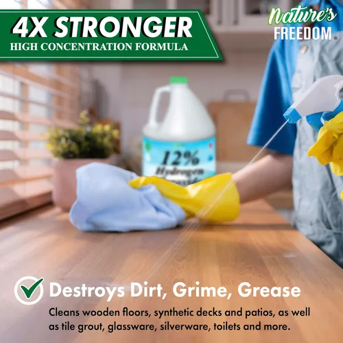 Miniatura 5 de Nature's Freedom Peróxido de hidrógeno al 12%, H2O2 de grado alimenticio y agua purificada solamente, solución de 2 galones