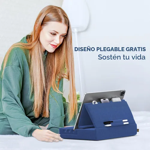 Miniatura 3 de KDD - Soporte de almohada para tablet, soporte plegable para iPad para regazo, cama y escritorio - Base para tablet con almohadilla suave y soporte
