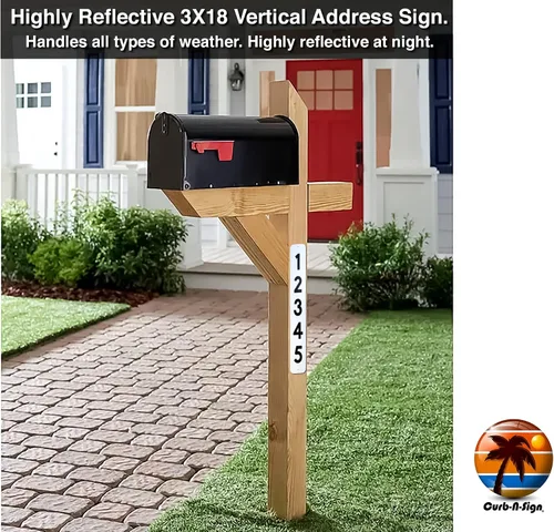 Miniatura 6 de Curb N Sign - Placas de números para buzón – 3 x 10 pulgadas hechas de aluminio reflectante de alta calidad – Números de buzón súper reflectantes