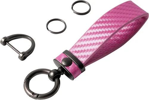 Miniatura 7 de Llavero de Coche Estilo Fibra de Carbono de Cuero de Microfibra, Cadena de Llaves Universal para Llaveros para Hombres y Mujeres, Giratorio 360 Negro