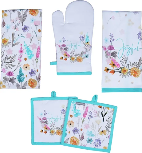 Miniatura 10 de AMOUR INFINI Juego de 5 soportes para ollas, manoplas de horno y toallas de cocina, resistentes al calor, de algodón, perfecto para cocinar, hornear