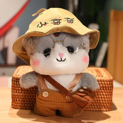 Miniatura 2 de Juguete de peluche de pato con 9 trajes y accesorios para combinar con ropa de vestir para niños (12 pulgadas) (gato gris)