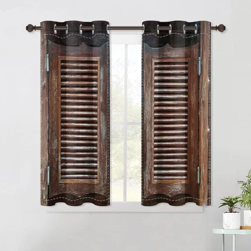 Miniatura 50 de Cortinas rústicas para ventana de puerta de granero, puerta de madera gris, puerta de garaje, tratamiento de ventana para sala de estar, dormitorio