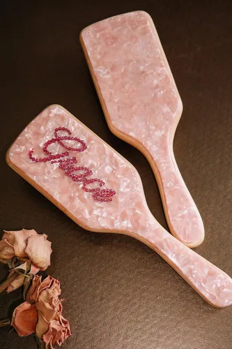 Miniatura 4 de Cepillo de pelo de paleta de bambú, grueso, cerdas de bambú, cepillo desenredante para masajear el cuero cabelludo, mujeres, blanco concha