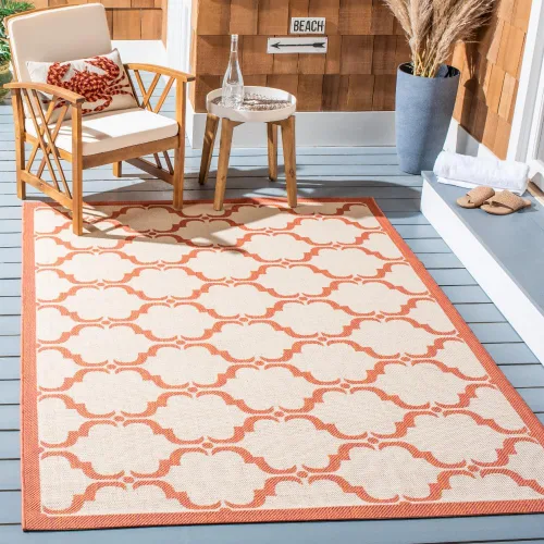 Miniatura 26 de SAFAVIEH Alfombra lavable al aire libre Courtyard Collection - 9 x 12 pies, beige y terracota, no desprende pelusa y fácil limpieza, ideal