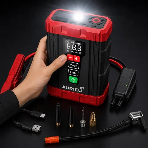 X7 1750A Jump Starter Compresor de aire de 150 PSI Paquete de refuerzo de batería de litio de 12 V, caja de salto portátil, banco de energía y
