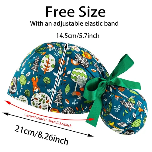 Miniatura 7 de Gorras médicas para mujer, gorras para enfermeras, gorra de trabajo ajustable, bolsa de cola de caballo, sombreros con lazo en la espalda