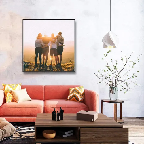 Miniatura 3 de SIGNFORD Lienzo enmarcado personalizado, arte de pared personalizado con fotos de tus amigos, impresas digitalmente, 16 x 16 pulgadas, marco negro