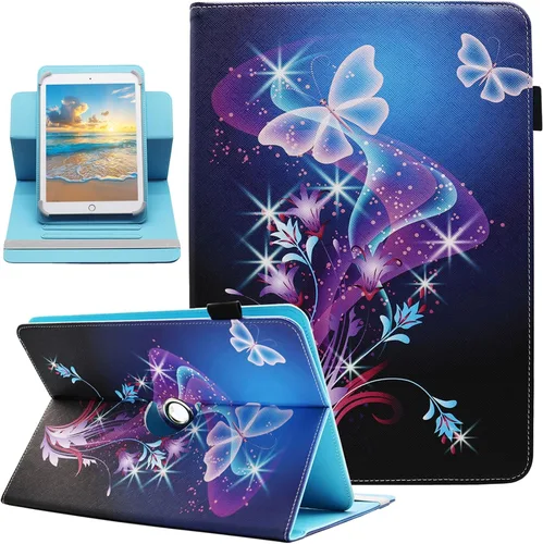 Funda universal para tablet Android de 7 y 8 pulgadas, Dluggs de piel sintética, con soporte giratorio de 360 grados y múltiples ángulos de