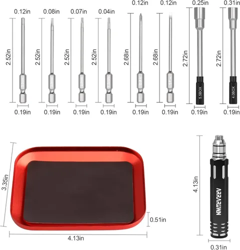 Miniatura 7 de Kit de herramientas de reparación para modelos RC 10 en 1 con destornilladores hexagonales de 1.5/2.0/2.5/3.0/4.0/5.5mm, destornillador Phillips