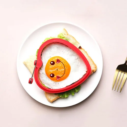 Miniatura 6 de SEIWEI Molde de huevo frito Anillos de cocina de huevo antiadherente DIY Pancake Hornear Herramienta de cocina Forma de corazón Rojo