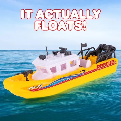 Miniatura 2 de ArtCreativity Buque de rescate acuático, barco de juguete a batería para niños, flota en el agua, bañera flotante y juguete de piscina para niños