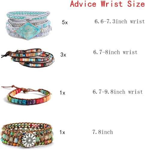 Miniatura 4 de YGLINE - Pulsera de piedra natural para mujer, de cinco partes, hecha a mano, color azul, bohemia