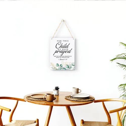 Miniatura 4 de Decoración Inspiradora, Por Este Niño Hemos Orado 1 Samuel 1:27, Letrero Colgante de Madera con Escritura Versículo de la Biblia Arte de Pared