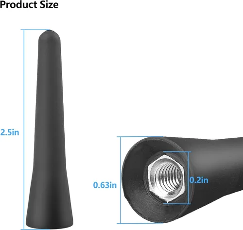Miniatura 7 de Antena universal de repuesto para automóvil de 2.5 pulgadas, color negro, recepción optimizada de FM/AM, mini antena corta de aluminio para vehículo