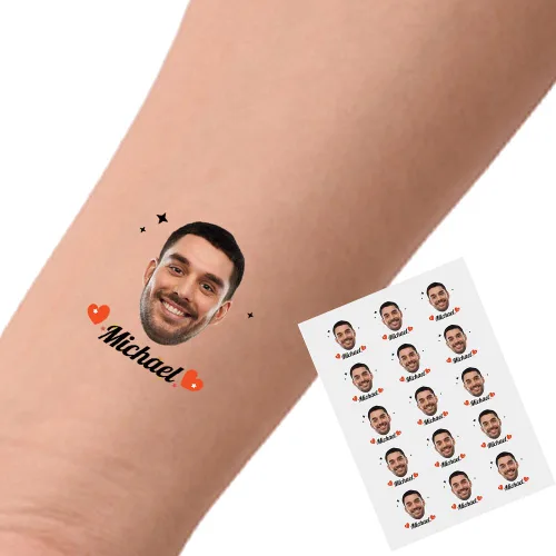 Miniatura 27 de YESCUSTOM Tatuajes temporales personalizados con foto, tatuaje facial personalizado con logotipo para adultos, parejas, mujeres, hombres, tatuajes