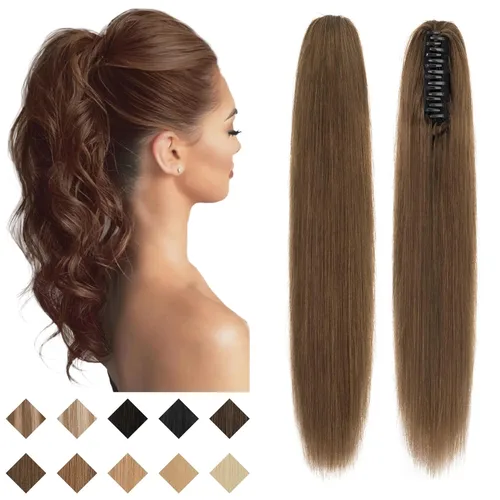 Miniatura 26 de SEGO Pinza de Gancho Extensión de Cola de Caballo Extensiones de Cabello Humano con Pinza para Cola de Caballo Extensiones de Cabello Real de Cola