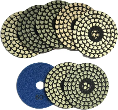 Miniatura 6 de JDK Diamond Wet 3 Pasos Almohadilla de pulido 4 '' para hormigón granito mármol piedra 3.937 in disco de resina 3pcs/Set