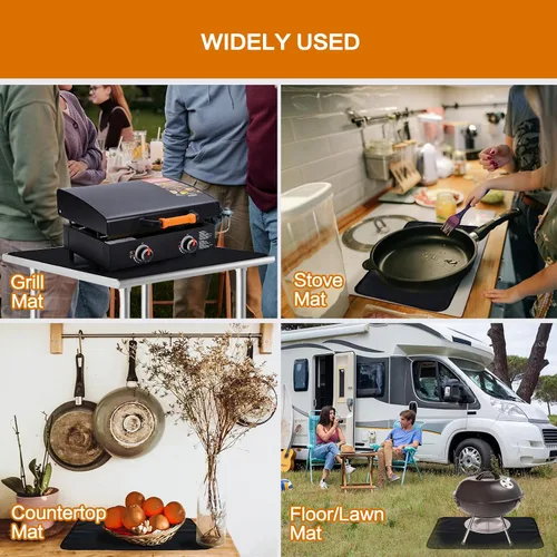 Miniatura 7 de SUITMAT Tapete resistente al calor para encimera, tapete ignífugo e impermeable para parrilla de mesa al aire libre, protector de cubierta al aire