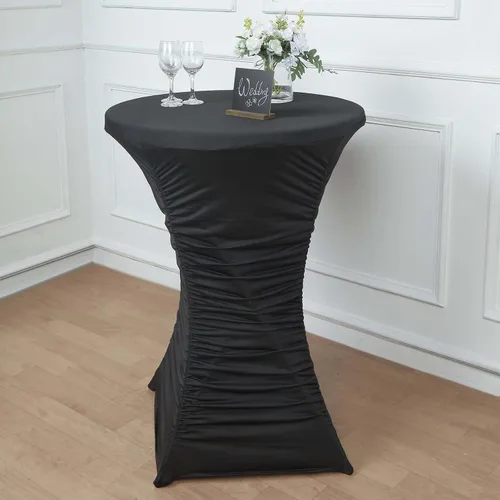 Miniatura 3 de Efavormart - Mantel para mesa de cóctel, color negro, de 32 pulgadas, plisado, resistente, de elastano, para mesa de cóctel, boda, fiesta, bar