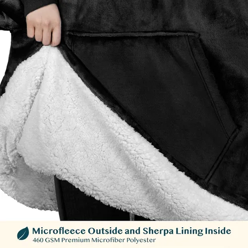 Miniatura 3 de PAVILIA Sudadera Manta Ponible para Niños y Niñas, Sudadera con Capucha Gigante Cálida y Acogedora, Forro Polar Sherpa con Capucha y Mangas