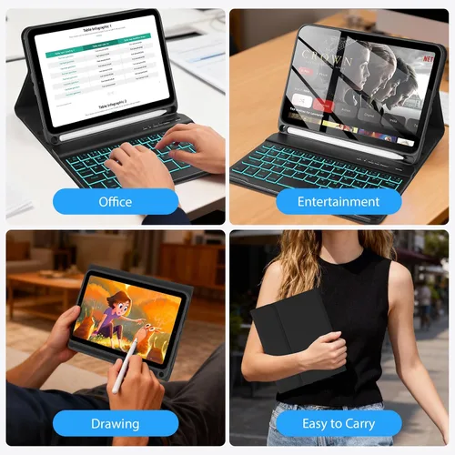 Miniatura 8 de SOPPY Funda con teclado para iPad mini 7 A17 Pro 2024/iPad Mini 6 generación con teclado 2021 8.3 pulgadas, cubierta de teclado desmontable