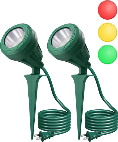 Miniatura 10 de EDISHINE Foco de 120 V para exteriores, 5 lentes de color extra, 5.5 W 500 lúmenes, foco LED impermeable para exteriores, iluminación de paisaje