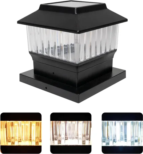 Miniatura 15 de Luces solares para tapa de poste (paquete de 2) – LED blanco cálido de 25 lúmenes, se adapta a 3.5 x 3.5 pulgadas y 4 x 4 pulgadas de madera/vinilo